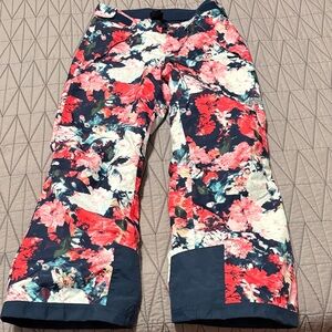 The North Face Girls' Blue and Pink Floral Snow Pants